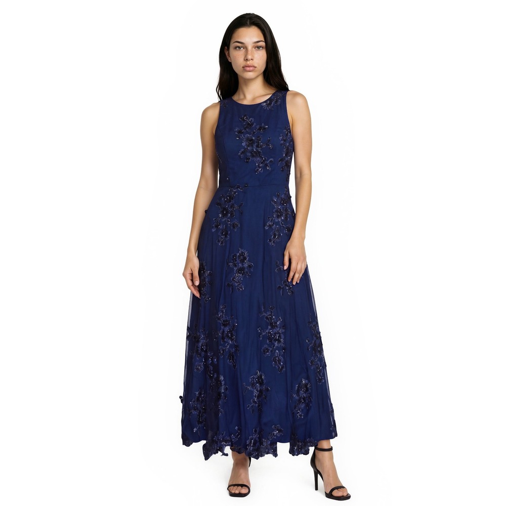 Eliza J Gown Women's Size 16 Blue Lace Sequin Keyhole Back Maxi Dress
Evening
